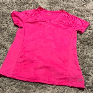 Champion Womens Athletic Short Sleeve VNeck Shirt Mesh Sides Hot Pink Small